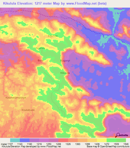 Kikulula,Uganda Elevation Map
