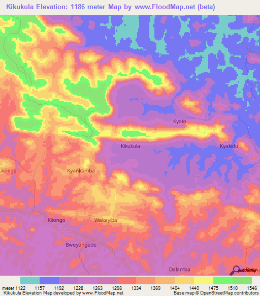 Kikukula,Uganda Elevation Map