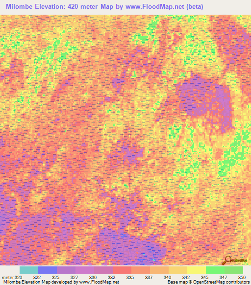 Milombe,Congo (Kinshasa) Elevation Map