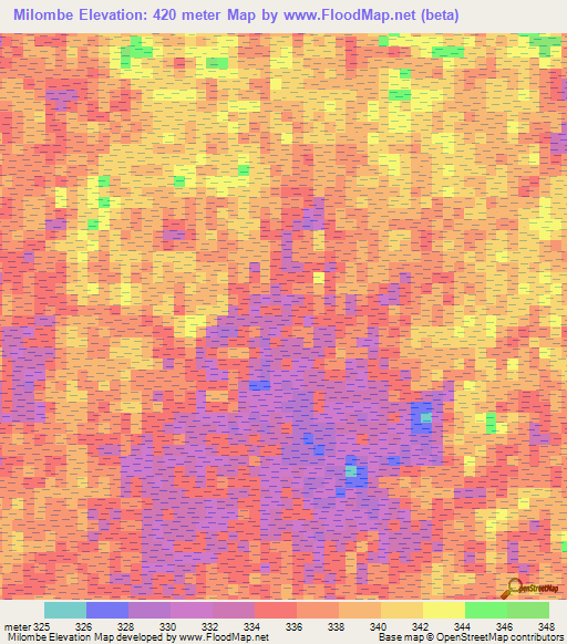 Milombe,Congo (Kinshasa) Elevation Map