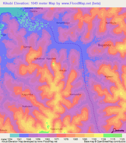 Kikubi,Uganda Elevation Map