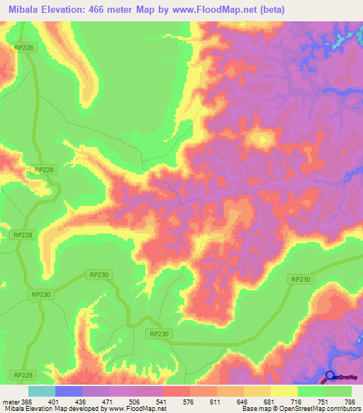 Mibala,Congo (Kinshasa) Elevation Map