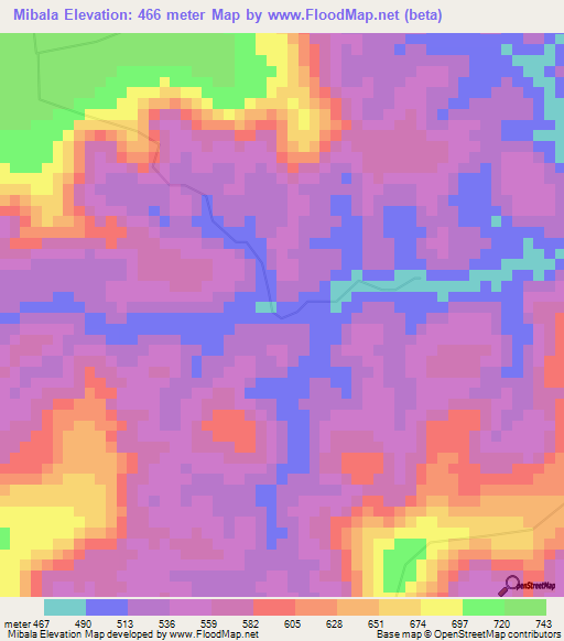 Mibala,Congo (Kinshasa) Elevation Map
