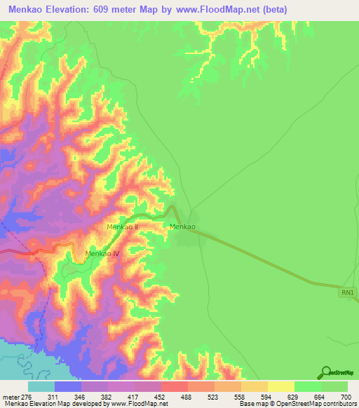 Menkao,Congo (Kinshasa) Elevation Map