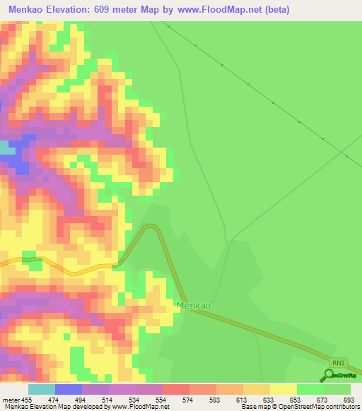 Menkao,Congo (Kinshasa) Elevation Map