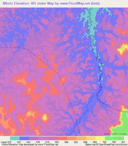 Mbolo,Congo (Kinshasa) Elevation Map