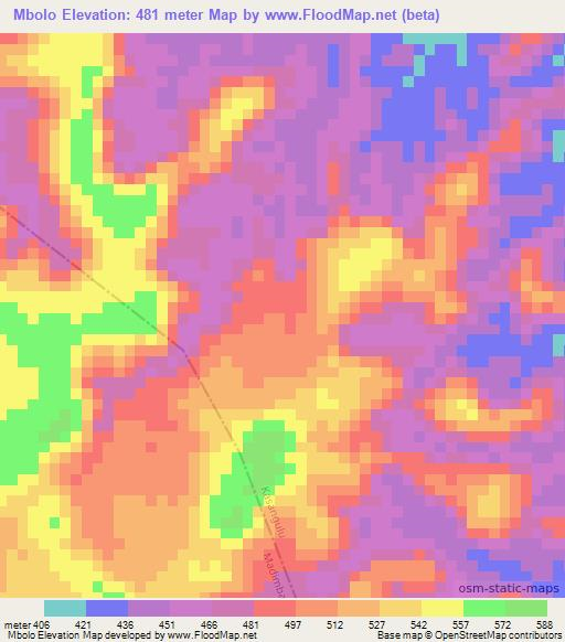 Mbolo,Congo (Kinshasa) Elevation Map