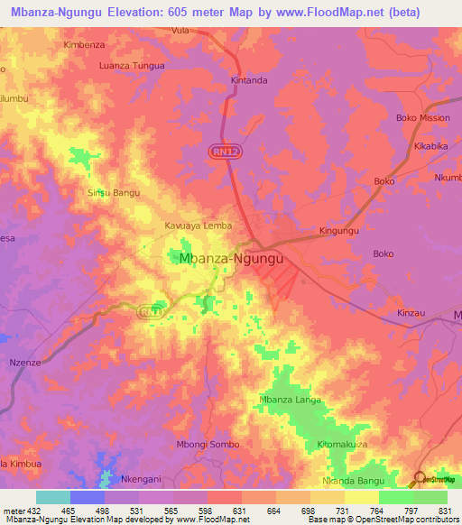 Mbanza-Ngungu,Congo (Kinshasa) Elevation Map
