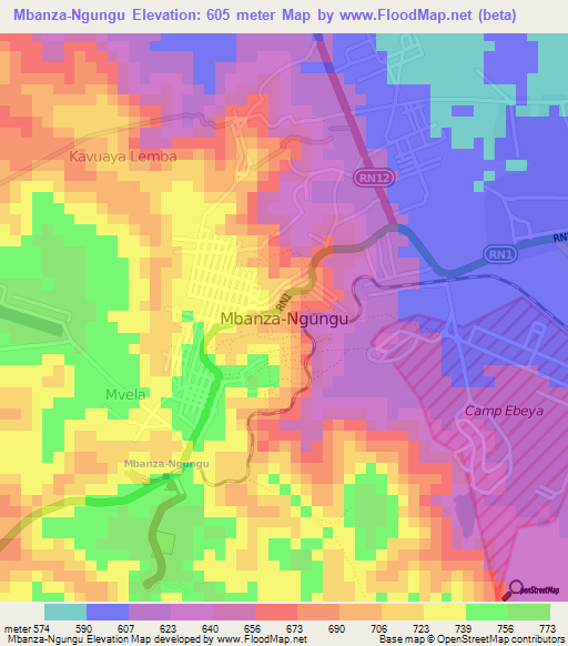 Mbanza-Ngungu,Congo (Kinshasa) Elevation Map