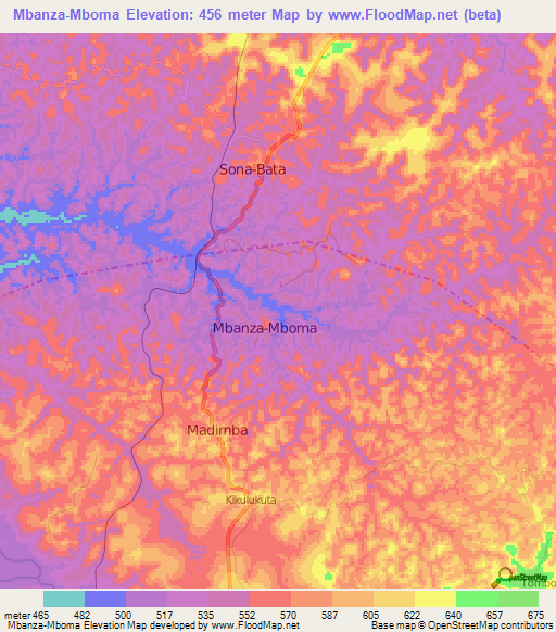 Mbanza-Mboma,Congo (Kinshasa) Elevation Map