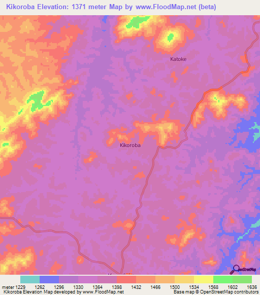 Kikoroba,Uganda Elevation Map