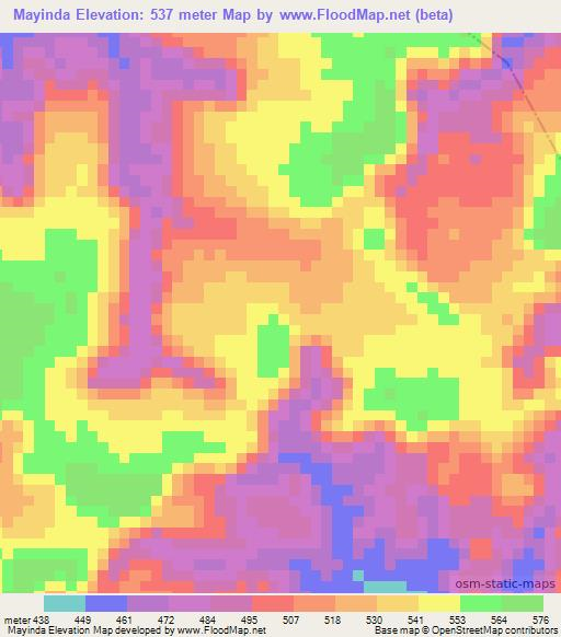 Mayinda,Congo (Kinshasa) Elevation Map