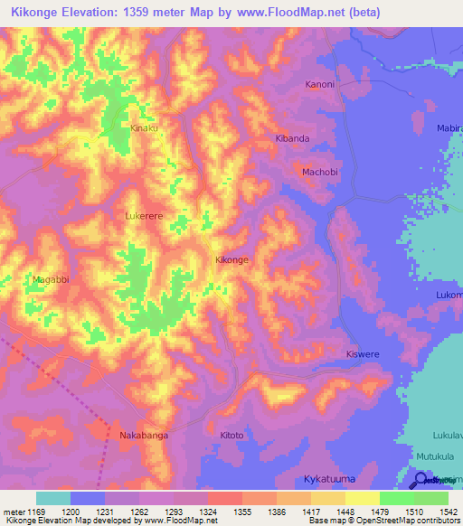 Kikonge,Uganda Elevation Map