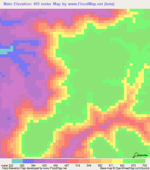 Mato,Congo (Kinshasa) Elevation Map