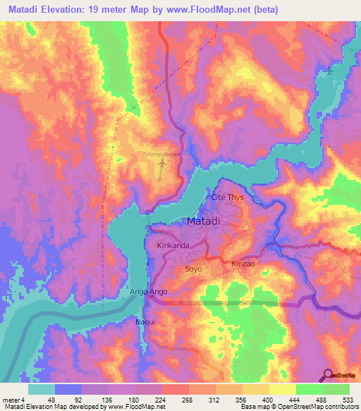 Matadi,Congo (Kinshasa) Elevation Map