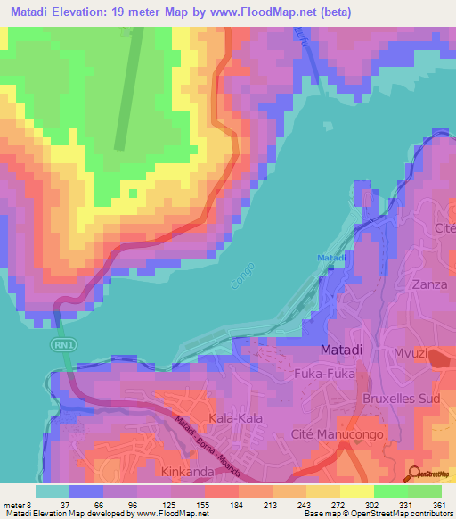 Matadi,Congo (Kinshasa) Elevation Map