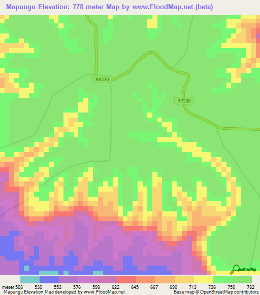 Mapungu,Congo (Kinshasa) Elevation Map