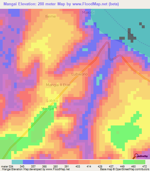 Mangai,Congo (Kinshasa) Elevation Map