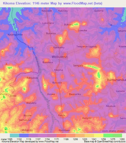 Kikoma,Uganda Elevation Map