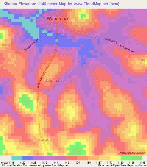 Kikoma,Uganda Elevation Map