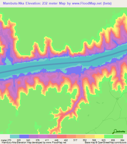 Mambutu-Nka,Congo (Kinshasa) Elevation Map