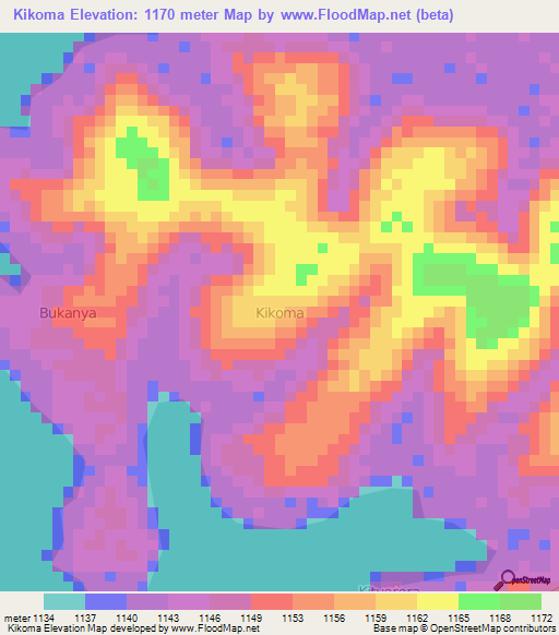 Kikoma,Uganda Elevation Map