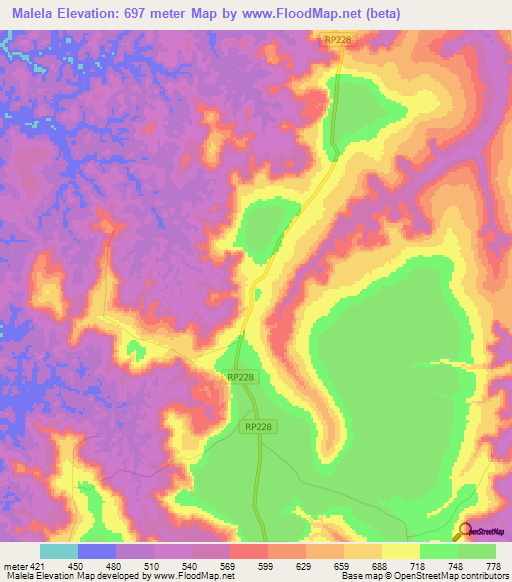 Malela,Congo (Kinshasa) Elevation Map