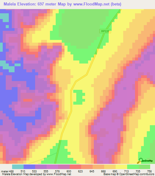 Malela,Congo (Kinshasa) Elevation Map
