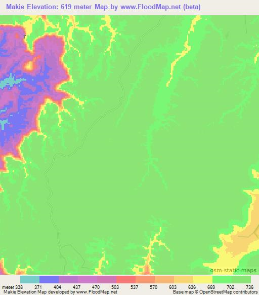 Makie,Congo (Kinshasa) Elevation Map
