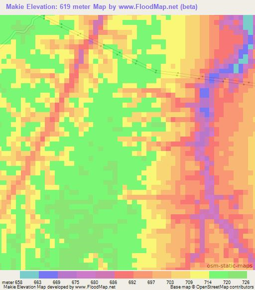 Makie,Congo (Kinshasa) Elevation Map
