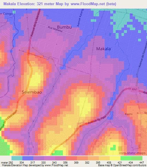 Makala,Congo (Kinshasa) Elevation Map