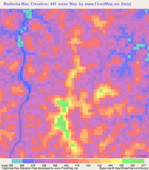 Madimba-Mau,Congo (Kinshasa) Elevation Map