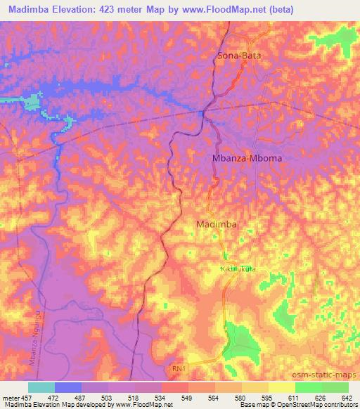 Madimba,Congo (Kinshasa) Elevation Map
