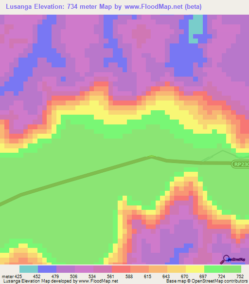 Lusanga,Congo (Kinshasa) Elevation Map