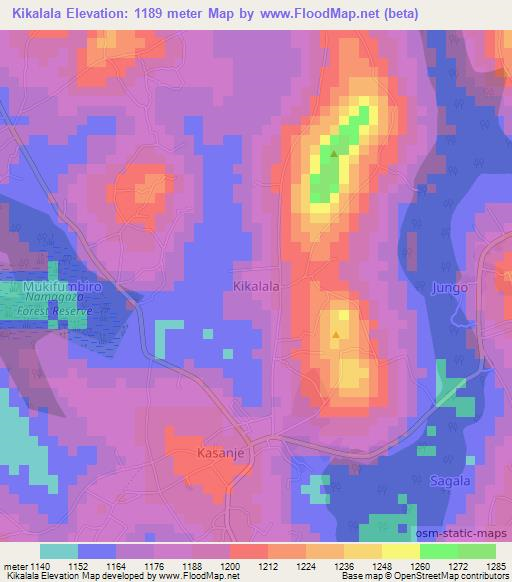 Kikalala,Uganda Elevation Map