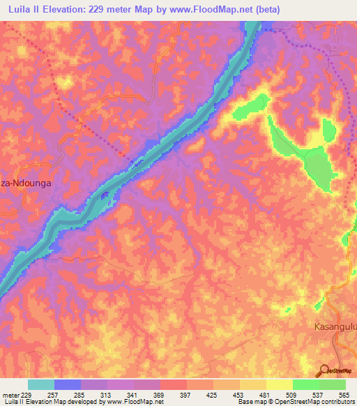 Luila II,Congo (Kinshasa) Elevation Map