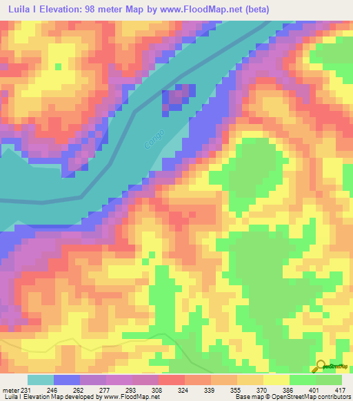 Luila I,Congo (Kinshasa) Elevation Map