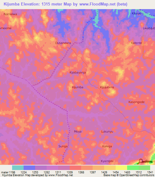 Kijumba,Uganda Elevation Map