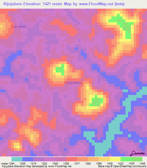 Kijujubere,Uganda Elevation Map