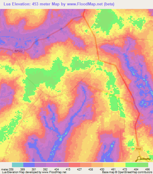 Lua,Congo (Kinshasa) Elevation Map