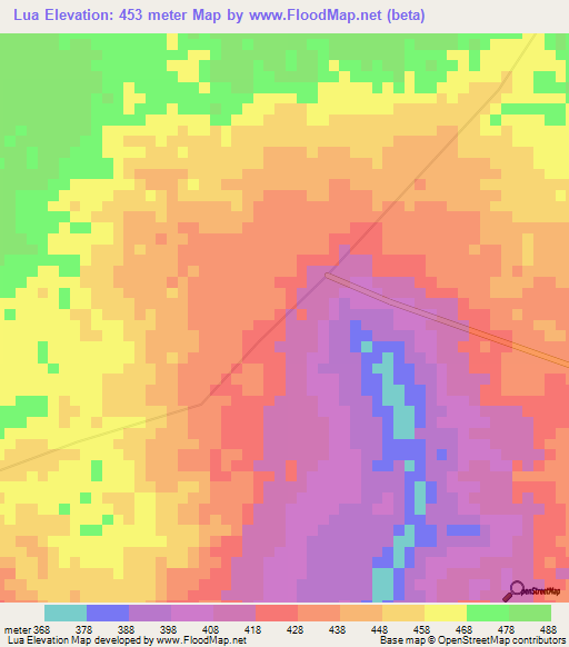Lua,Congo (Kinshasa) Elevation Map
