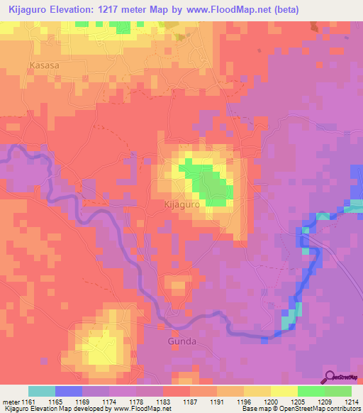 Kijaguro,Uganda Elevation Map