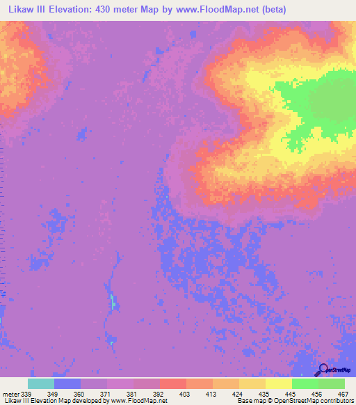Likaw III,Congo (Kinshasa) Elevation Map