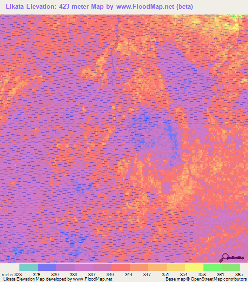 Likata,Congo (Kinshasa) Elevation Map