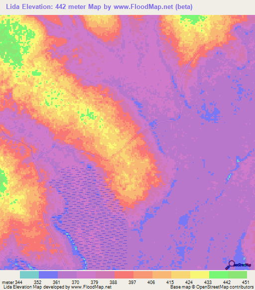 Lida,Congo (Kinshasa) Elevation Map