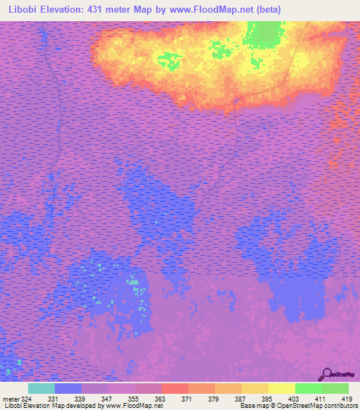 Libobi,Congo (Kinshasa) Elevation Map