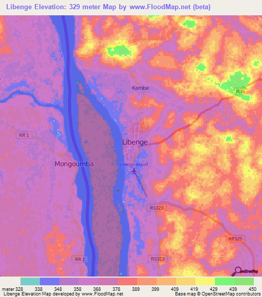 Libenge,Congo (Kinshasa) Elevation Map