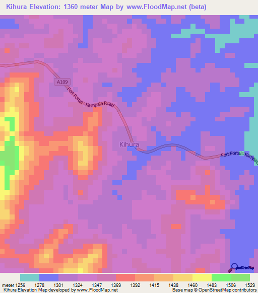Kihura,Uganda Elevation Map
