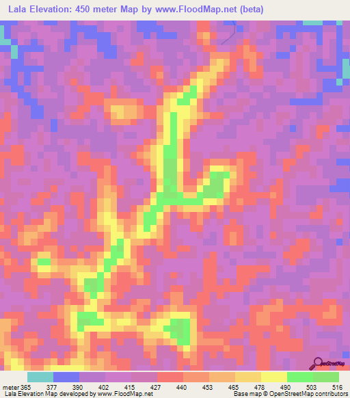 Lala,Congo (Kinshasa) Elevation Map