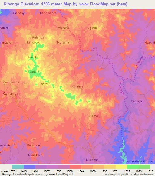 Kihanga,Uganda Elevation Map